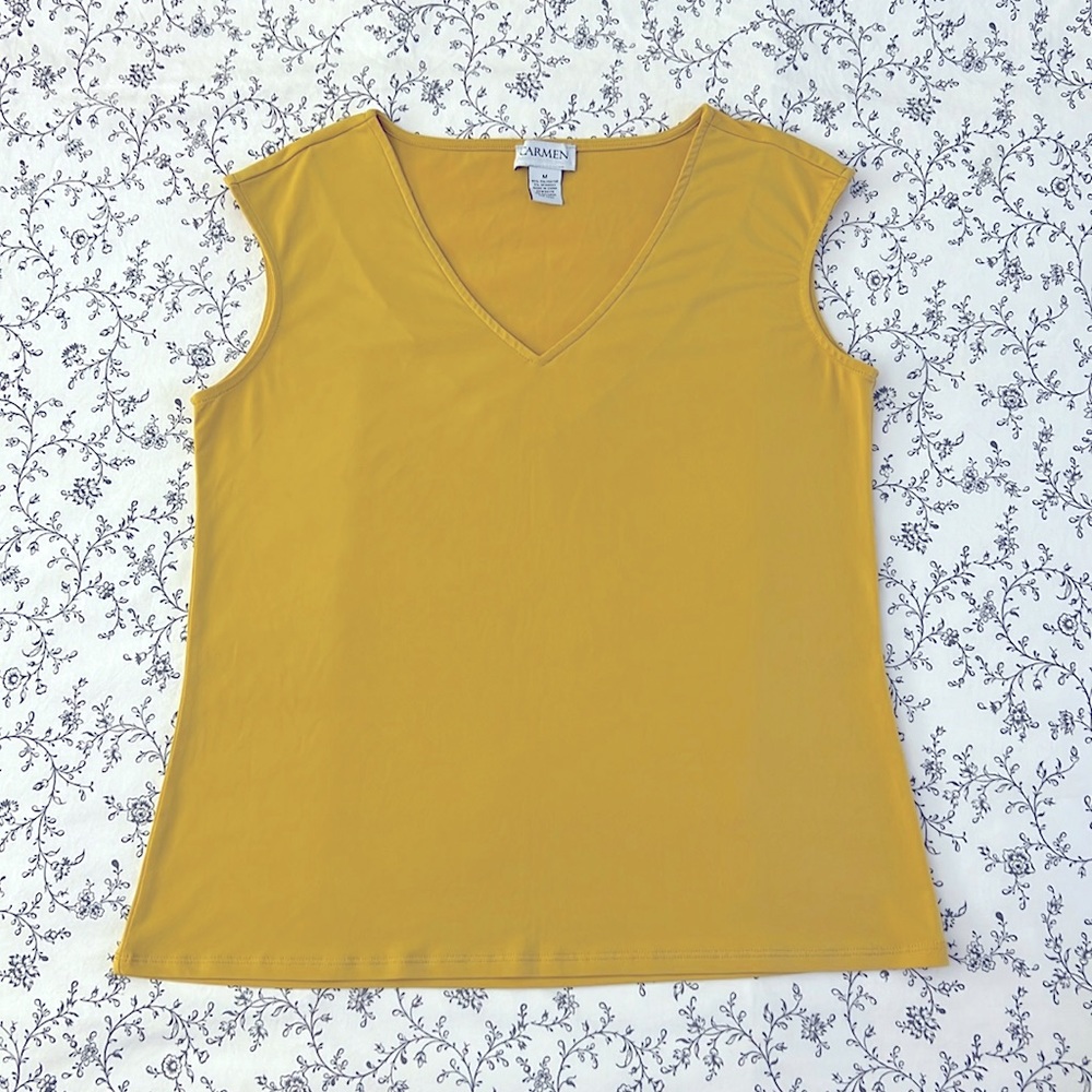 Carmen Marc Valvo Mustard Yellow Blouse Size Medium